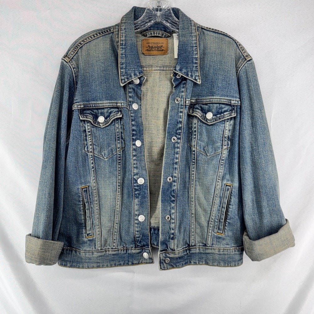 Levi's Denim Trucker Jacket Womens Large Blue Classic Americana Western Core '06
